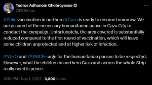 Gaza polio vaccinations to resume Saturday: WHO