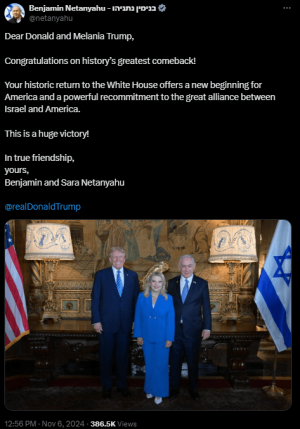 Israel&rsquo;s Netanyahu congratulates Donald Trump after US election