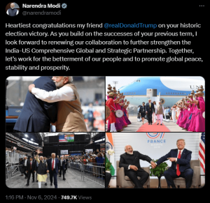 India PM Modi looking forward to renewing collaboration with Trump