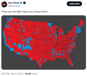 ‘Red light helps you sleep better’: Musk boasts of Republicans’ win