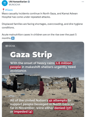 UN says all attempts to reach besieged north Gaza this month blocked