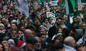 PHOTOS: Demonstrators take to streets of London to protest Israeli aggression in Gaza, Lebanon