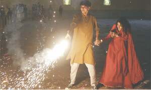Hindu community in Karachi lights up night sky with Diwali fireworks