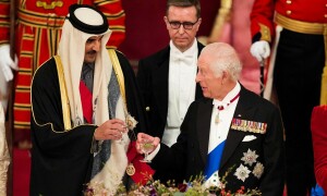 Qatar&rsquo;s emir highlights &lsquo;tragic images&rsquo; from Gaza as King Charles welcomes him in UK