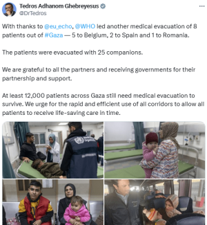 8 Palestinian medical evacuees leave Gaza for treatment in Belgium, Spain, Romania