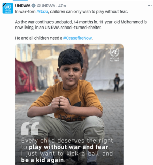 In Gaza, children can only wish to play without fear: UNRWA