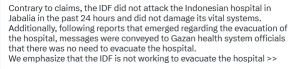 Israeli military denies ordering evacuation of Indonesian Hospital in Gaza