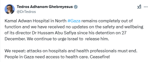 Director-general of WHO says they have received no updates regarding Dr Abu Safia