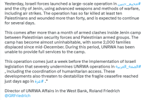 2,000 families displaced in &lsquo;nearly uninhabitable&rsquo; Jenin camp: UNRWA official