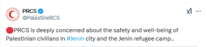 Red Crescent &lsquo;deeply concerned&rsquo; about safety of civilians in Jenin