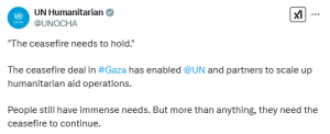 Gaza families say ceasefire needs to hold: UN