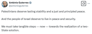 UN chief calls for &lsquo;tangible steps&rsquo; towards two-state solution