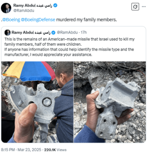 Rights monitor head alleges American manufacturer Boeing &lsquo;murdered&rsquo; family members