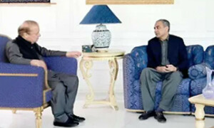 نواز شریف کی وزیر داخلہ محسن نقوی سے ملاقات، دہشتگردوں سے نمٹنے کے عزم کا اعادہ