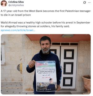 Palestinian teenager who died in Israeli prison showed signs of starvation, medical report says