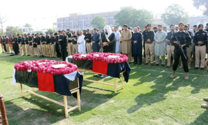 Funeral prayers offered for 2 cops martyred in Nowshera firing