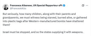 Israel, states that supply it with weapons &lsquo;must be stopped&rsquo;: UN special rapporteur