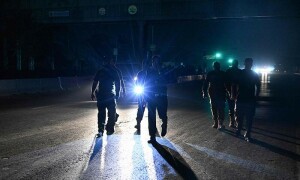 PHOTOS: Security personnel cordon off a road near Nur Khan military airbase after Indian strikes in Rawalpindi