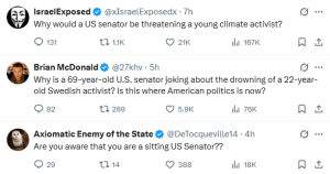 US senator Lindsey Graham derides Greta Thunberg&rsquo;s attempt to break Israel&rsquo;s Gaza siege