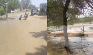 پانی کی پائپ لائن پھٹ جانے سے جامعہ کراچی زیر آب، واٹربورڈ کا عملہ غائب