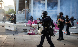 Los Angeles police order immigration protesters downtown to go home