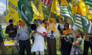 ہیوسٹن میں بھارتی سفارتخانے کے سامنے کشمیریوں اور سکھوں کا احتجاجی مظاہرہ