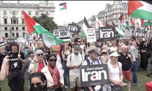 لندن میں ایران پر اسرائیلی جارحیت کیخلاف احتجاجی مظاہرہ، اقوام متحدہ سے فوری اقدامات کا مطالبہ