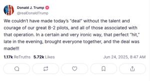 Trump once again lauds &lsquo;Iran-Israel&rsquo; ceasefire deal