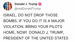 Trump warns Israel &lsquo;do not drop bombs&rsquo;, says will be a &lsquo;major violation&rsquo;