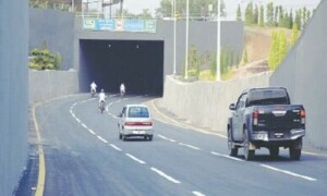 Rainwater leaves newly-built Jinnah Square underpass in Islamabad impassable