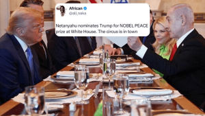 The internet is calling Israel&rsquo;s Netanyahu nominating Trump for a Nobel Peace Prize a &lsquo;macabre circus&rsquo;