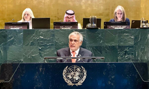 Palestinian question a ‘test case’ for world, Dar tells UN moot on two-state solution