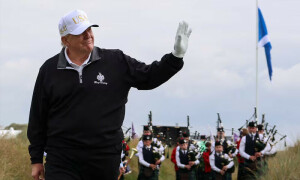 Trump opens golf course in Scotland, vows &lsquo;peaceful world&rsquo;