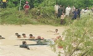 Four women die, child missing as vehicle falls into swollen Hassanabdal stream