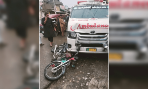 Child killed, parents injured as ambulance hits motorcycle in KP’s Haripur