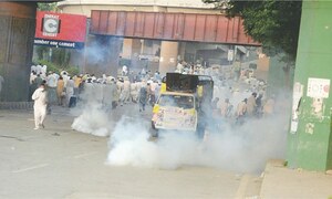 Police use tear gas to disperse protesters outside KP Assembly