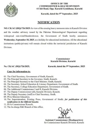 Private, public schools across Karachi Division to remain closed today due to rain