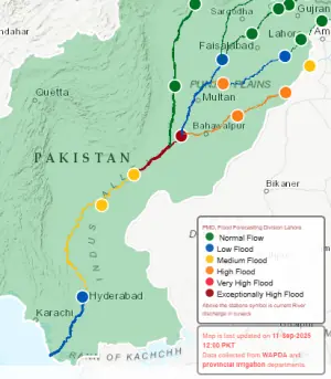 Panjnad now in &lsquo;exceptionally high&rsquo; flood as medium levels continue at Guddu, Sukkur
