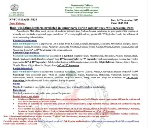 Upper parts of country to receive rain from next week, says PMD