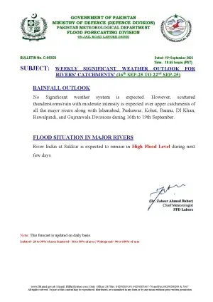 &lsquo;High flood&rsquo; to persist at Sukkur Barrage on Indus over the next few days: PMD