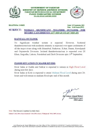 Kotri Barrage at Indus to attain &lsquo;medium flood&rsquo; level in next 24 hours: PMD