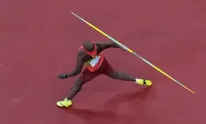 A massive throw from the Kenyan throwing veteran Julius Yego