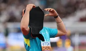 Neeraj with a no throw on attempt five