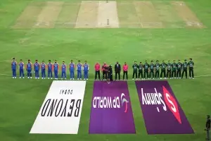 Both national anthems are played at tournament final