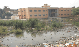 Korangi govt school plagued by months-old sewage in playground