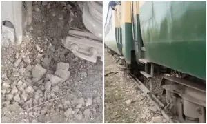 شکار پور: ریلوے ٹریک پر دھماکا، ٹرین کی 4 بوگیاں پٹڑی سے اترگئیں، 7 افراد زخمی