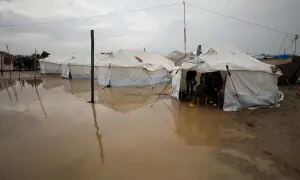Torrential rain floods tents in Gaza;  baby dies of exposure