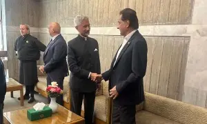 NA Speaker Sadiq, Indian FM Jaishankar shake hands in Dhaka in first high-level contact since May conflict
