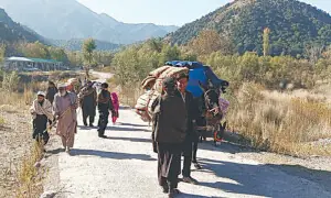 Displaced persons from Tirah protest delay in payment of transport fare