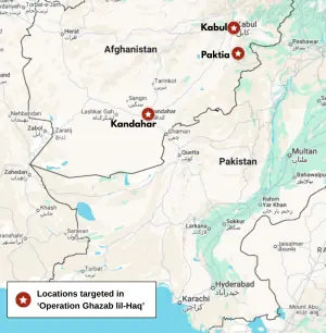 Locations targeted by Pakistan&rsquo;s armed forces in Afghanistan